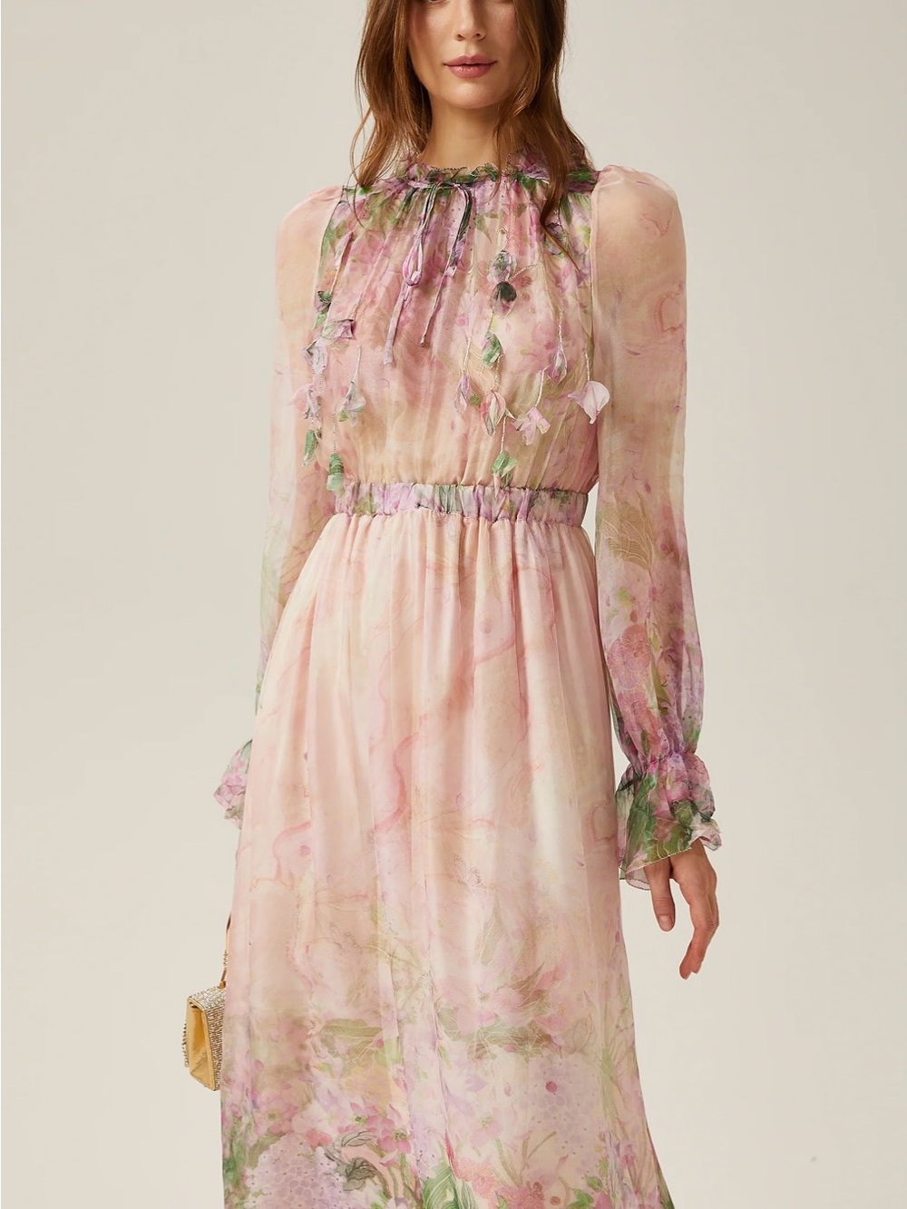 Justine floral-print cinched-waist midi dress - Picture 6 of 9